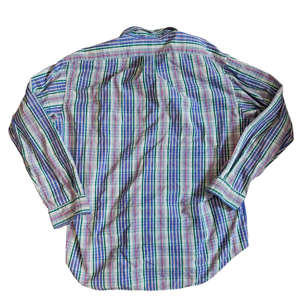 Ralph Lauren Blake Plaid Shirt 2-Ply Cotton Blue Green Pink L - Picture 3 of 15